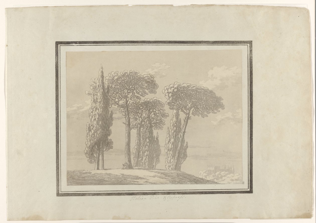 Pinheiro italiano e cipreste Pinheiro italiano e cipreste de John Robert Cozens