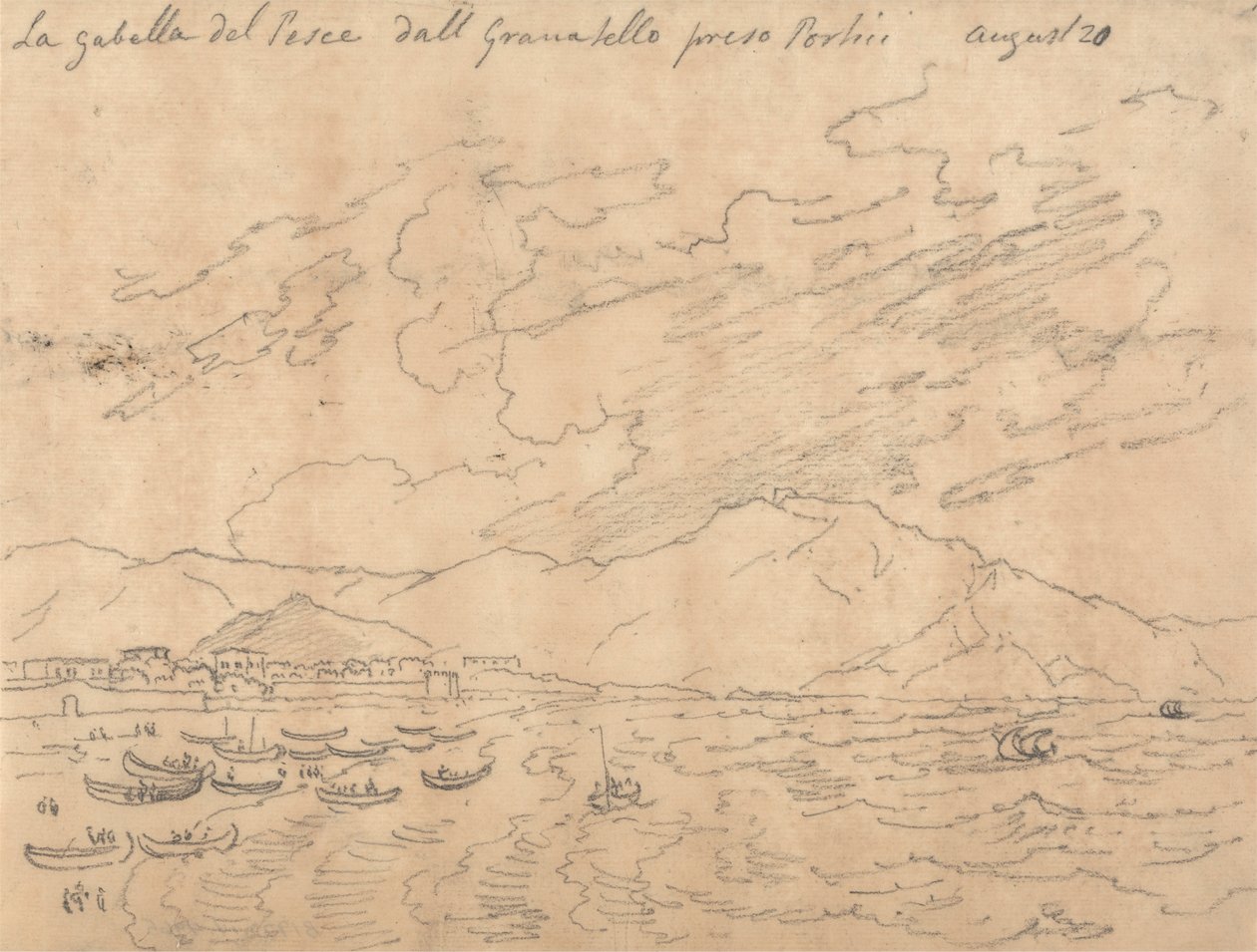 La Gabella del Pesce dal Granabello Preso Portici, 20 de Agosto de John Robert Cozens