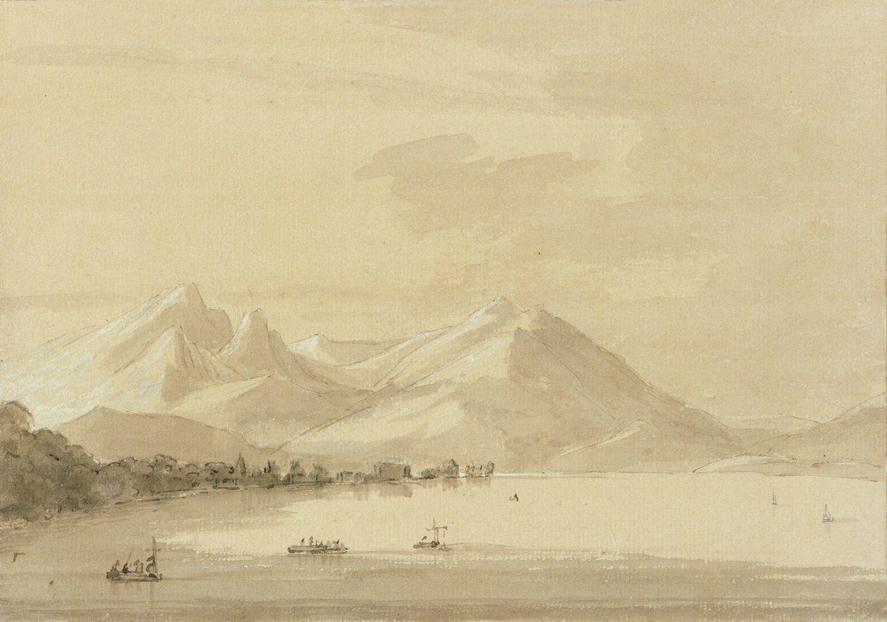 Lago de Como (lápis e tinta sobre papel) (par de 111238) de John Robert Cozens