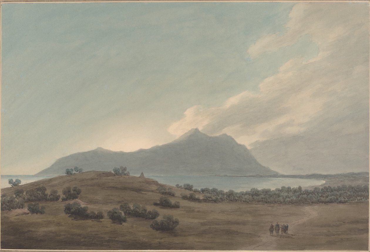 Monte Circeo ao pôr do sol de John Robert Cozens