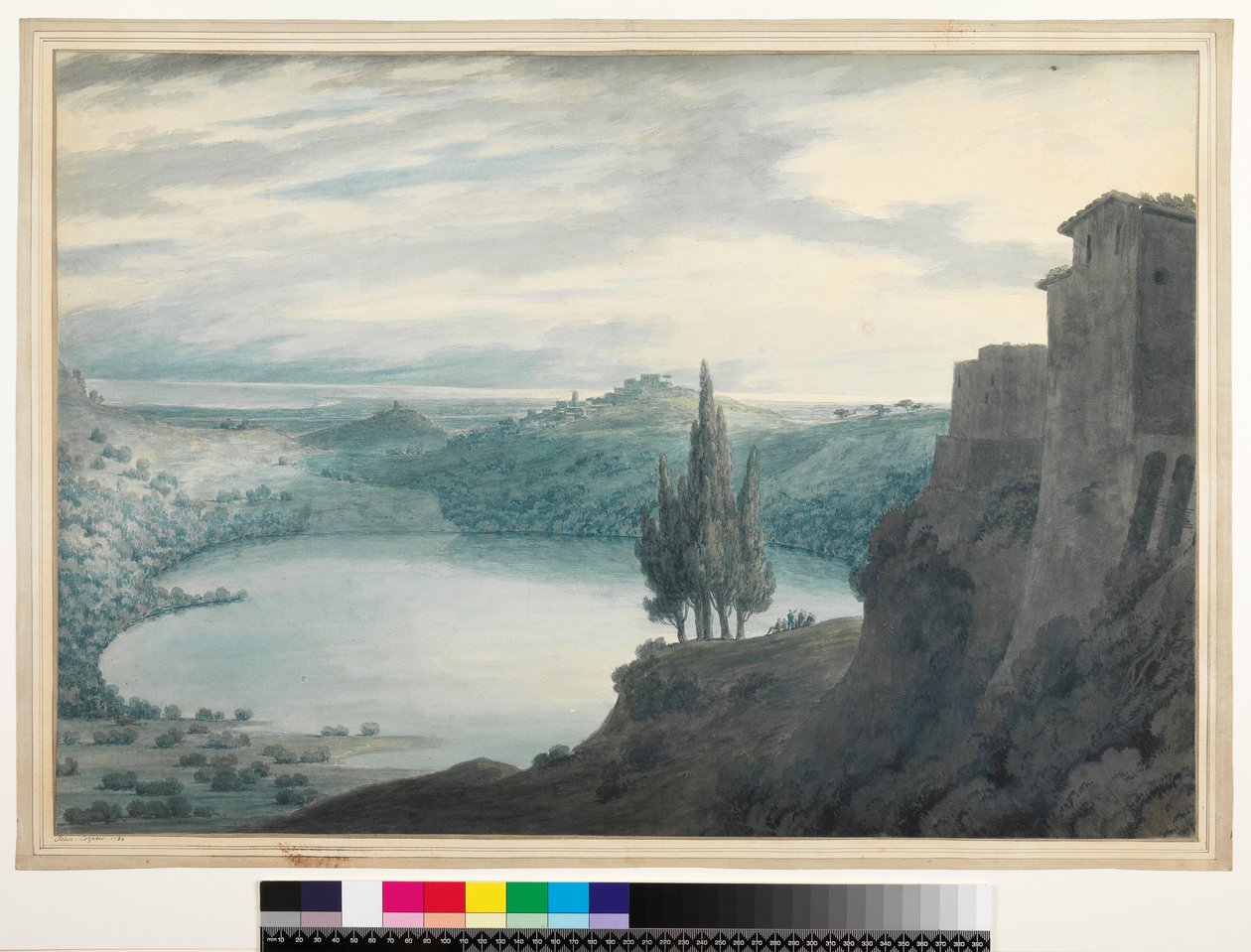 No.3464 Lago Nemi, Campagna, Itália, 1788 (wc, tinta e lápis) de John Robert Cozens