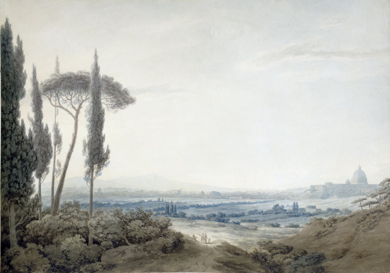 Roma da Villa Mellini (aguarela) de John Robert Cozens