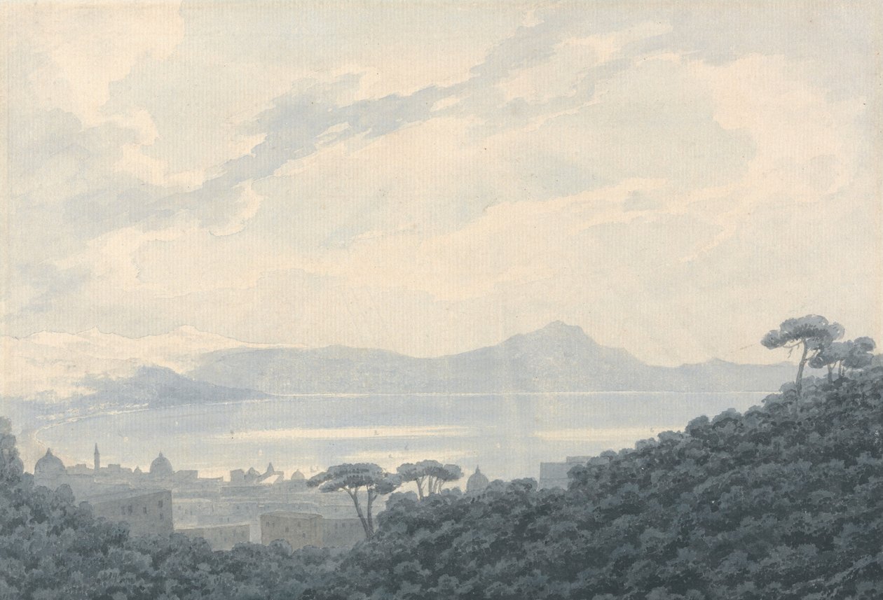 A baía de Nápoles vista de Capodimonte, Itália de John Robert Cozens
