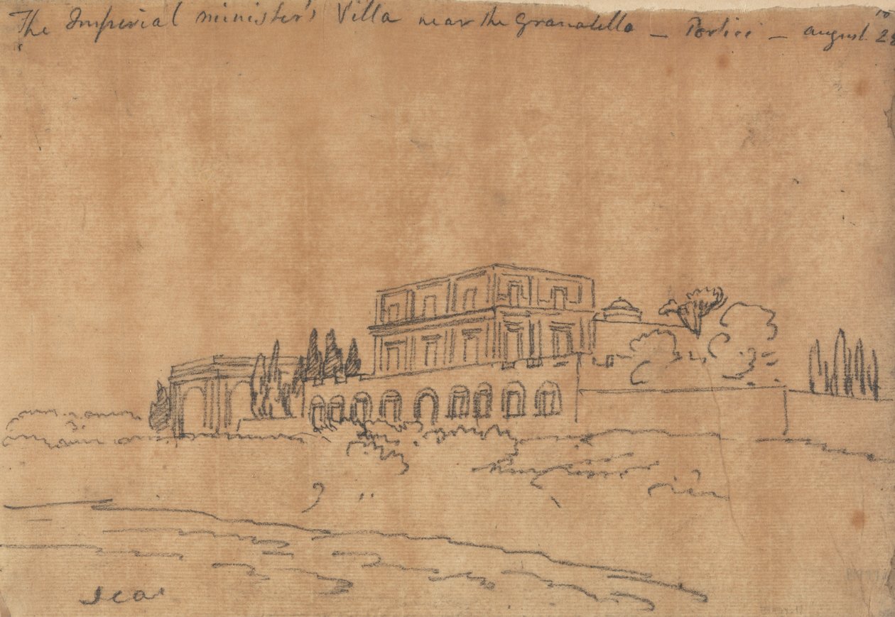 A Villa do Ministro Imperial perto do Granabello, Portici, 28 de Agosto de John Robert Cozens