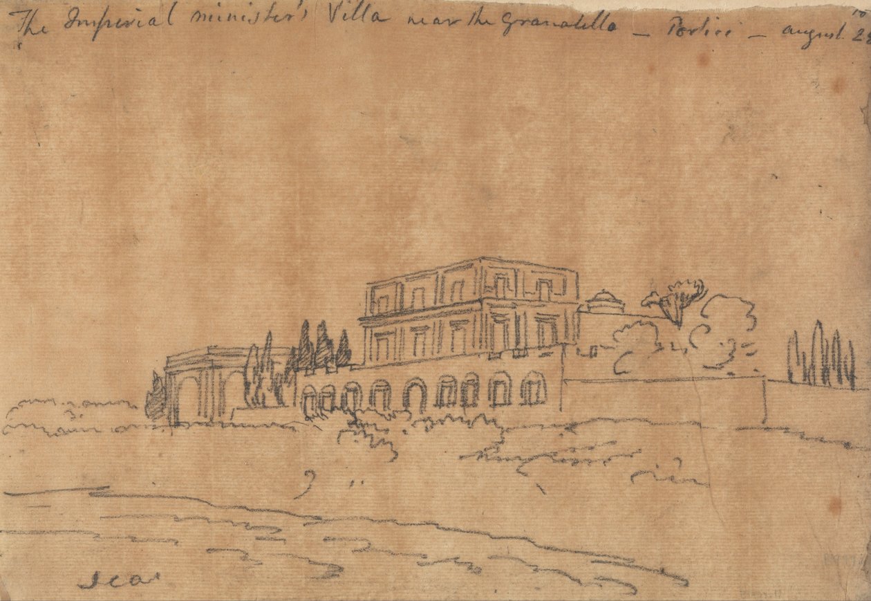 Villa do Ministro Imperial perto do Granabello, Portici, 28 de agosto de John Robert Cozens