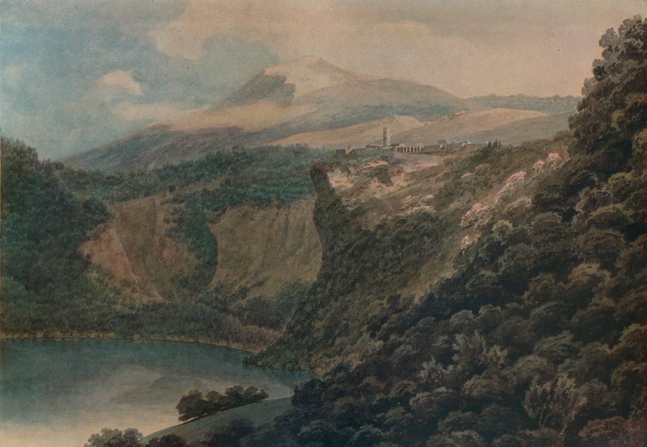 O lago e a cidade de Nemi, 1778 de John Robert Cozens