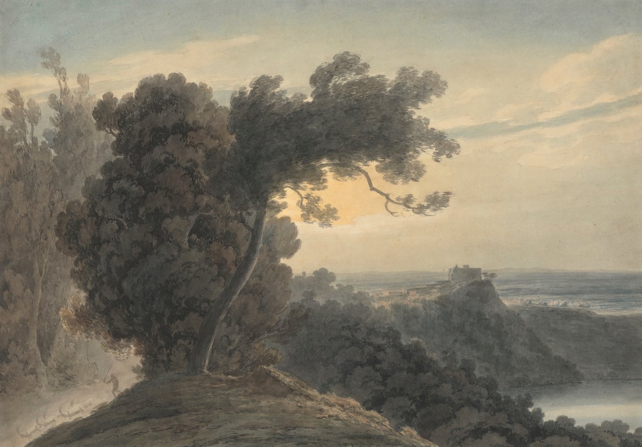 O Lago de Albano e Castel Gandolfo de John Robert Cozens