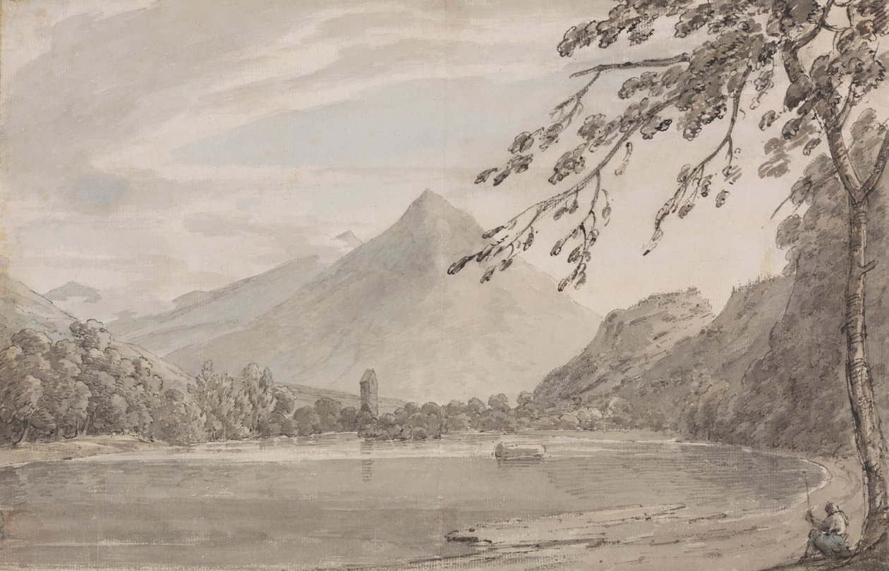 Sobre a Aare entre Unterseen e o Lago de Brientz de John Robert Cozens
