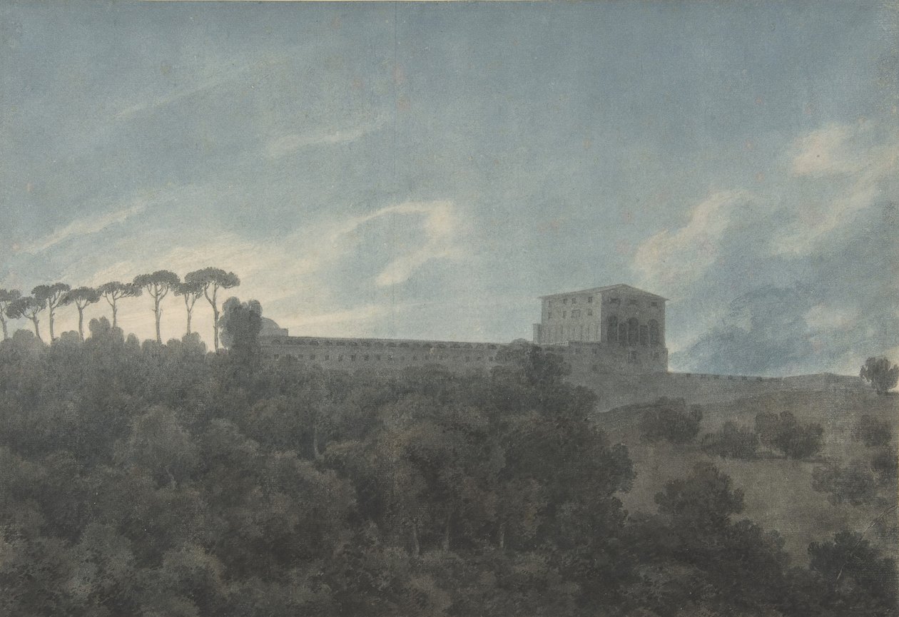 Vista da Villa Lante no Janículo em Roma, 1782-83. de John Robert Cozens