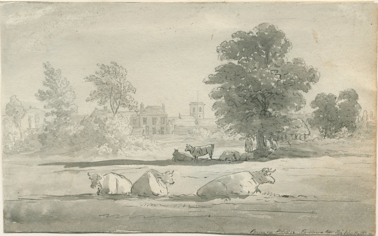 Aldridge - parsonage: desenho de caneta e lavagem, séc. de John Robert Fernyhough
