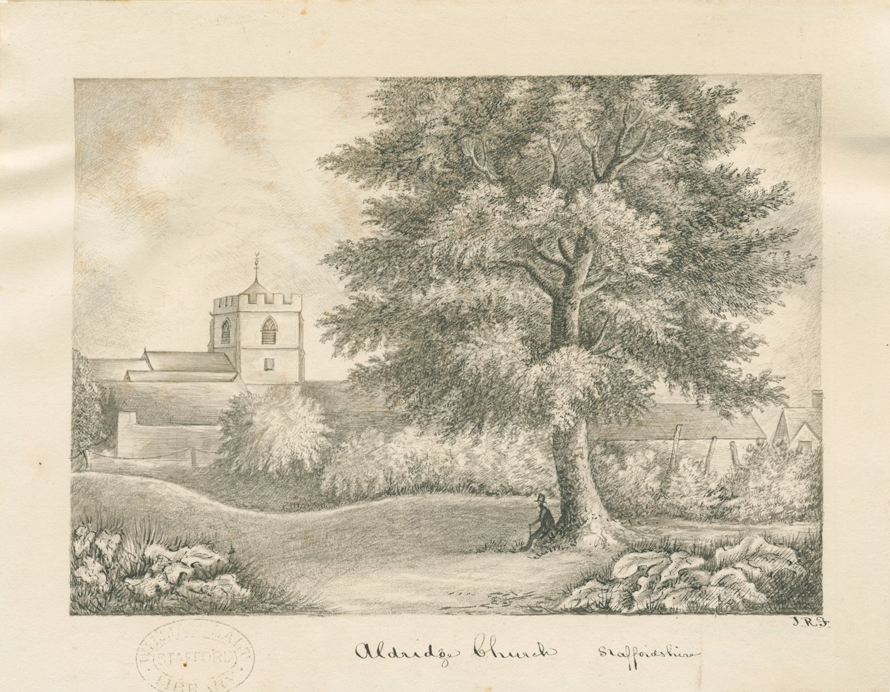 Igreja de Aldridge: desenho a caneta e lavagem, sd [séc. XIX] de John Robert Fernyhough