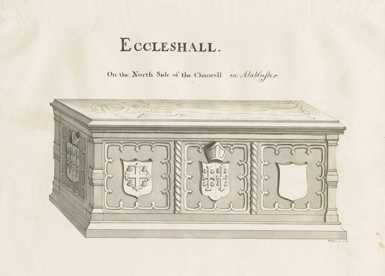 Eccleshall - Túmulo do Bispo Sampson: caneta e desenho de lavagem, nd [19 cêntimos] (desenho) de John Robert Fernyhough