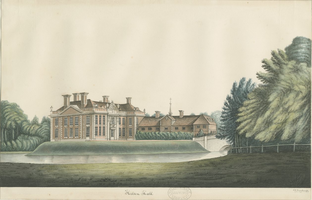 Hilton Hall: pintura em aquarela, séc. XIX de John Robert Fernyhough