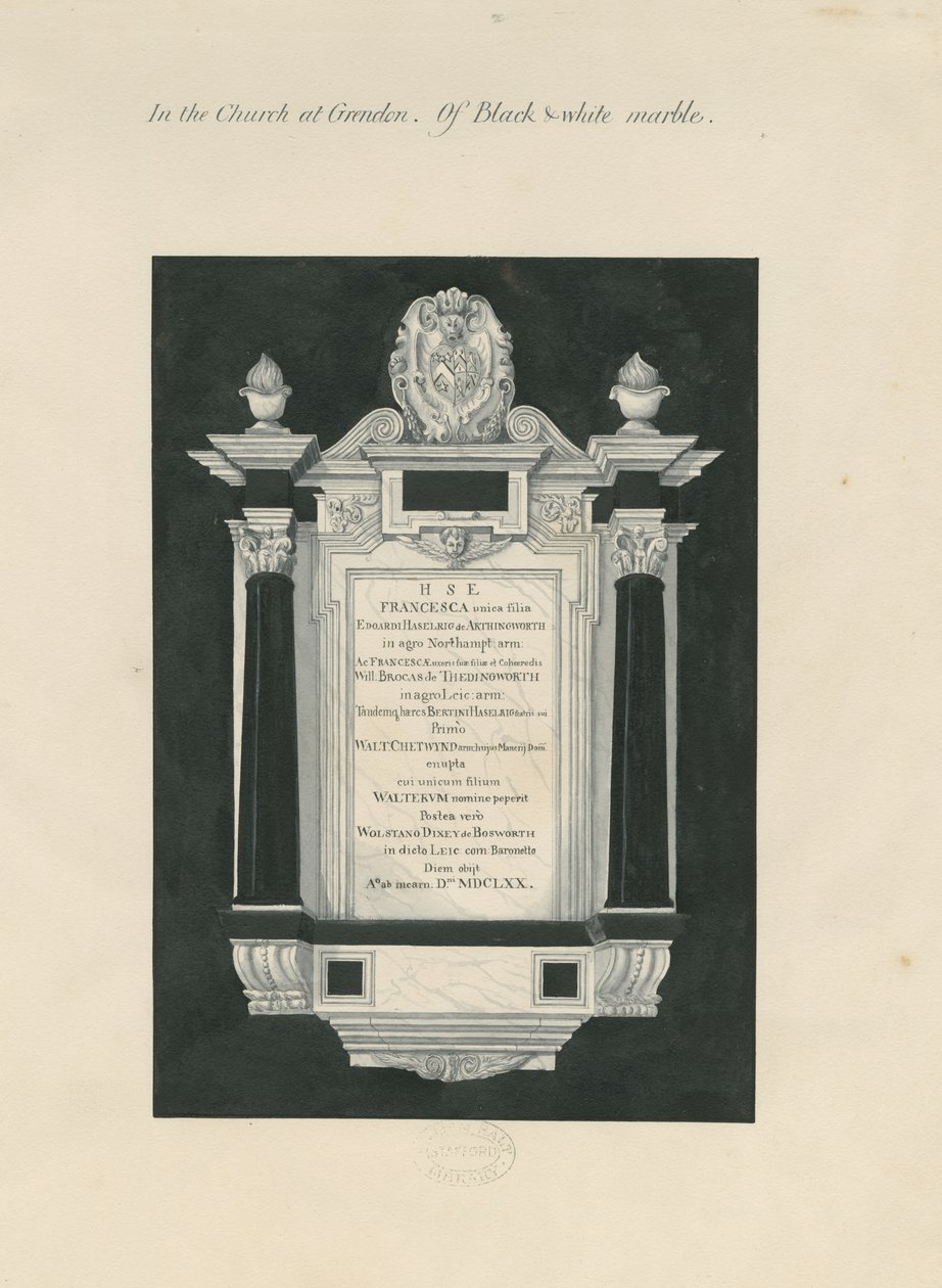 Ingestre - pastilha para Frances (Hesilrig) Chetwynd: pintura, nd [19 cent] (pintura) de John Robert Fernyhough