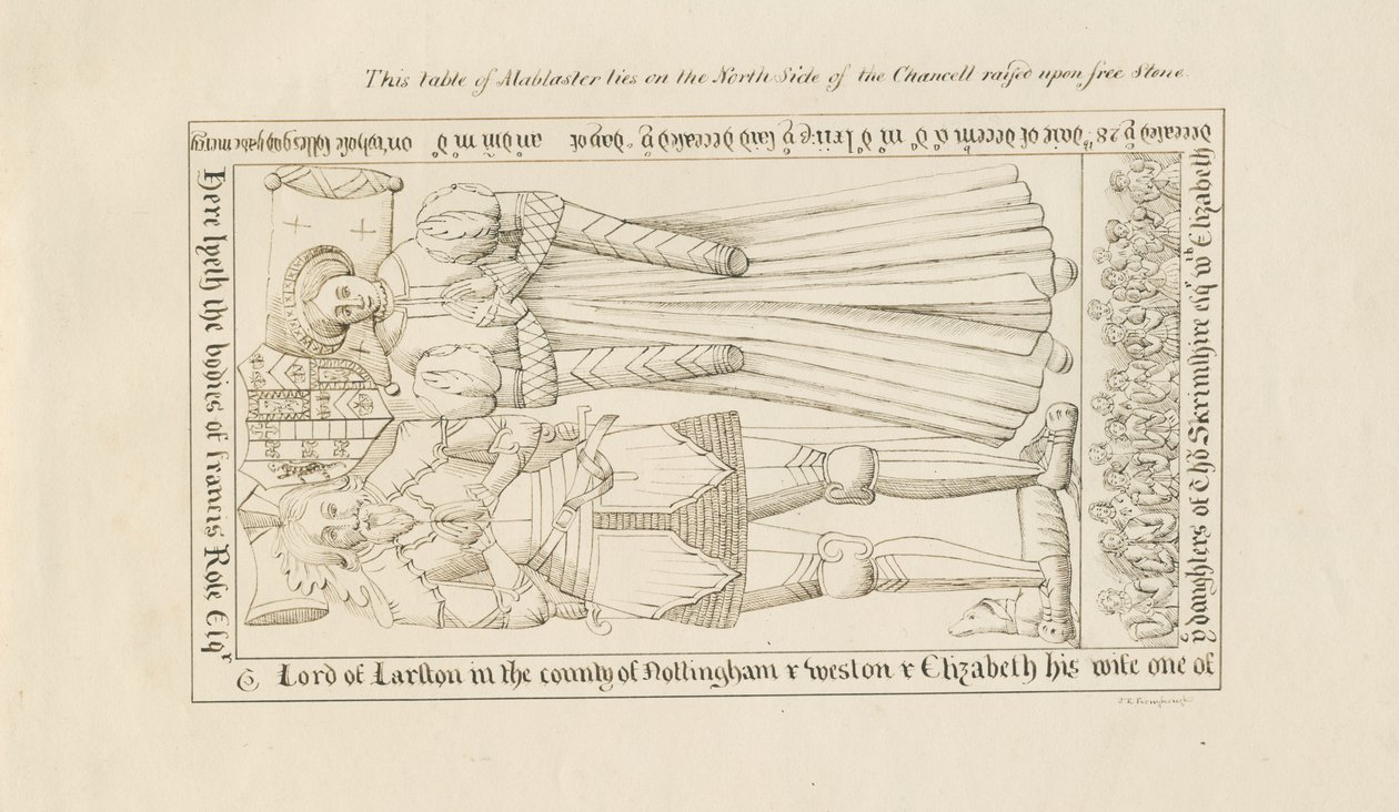Igreja Standon - Tumba de Francis Rose: desenho a pena, sd [séc. XIX] de John Robert Fernyhough
