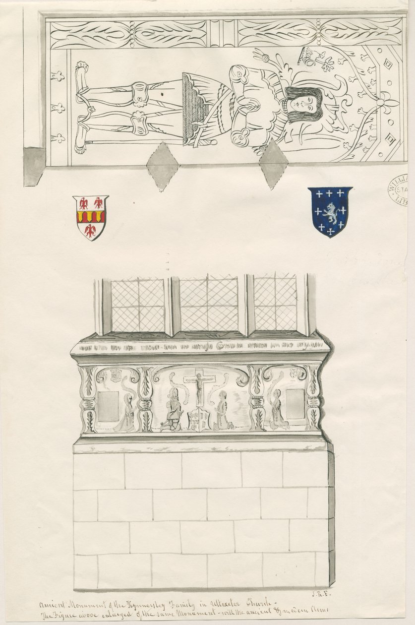 Igreja Uttoxeter - Monumento da Família Kinnersley: desenho a caneta e tinta, sd [meados do séc. XIX] (desenho) de John Robert Fernyhough