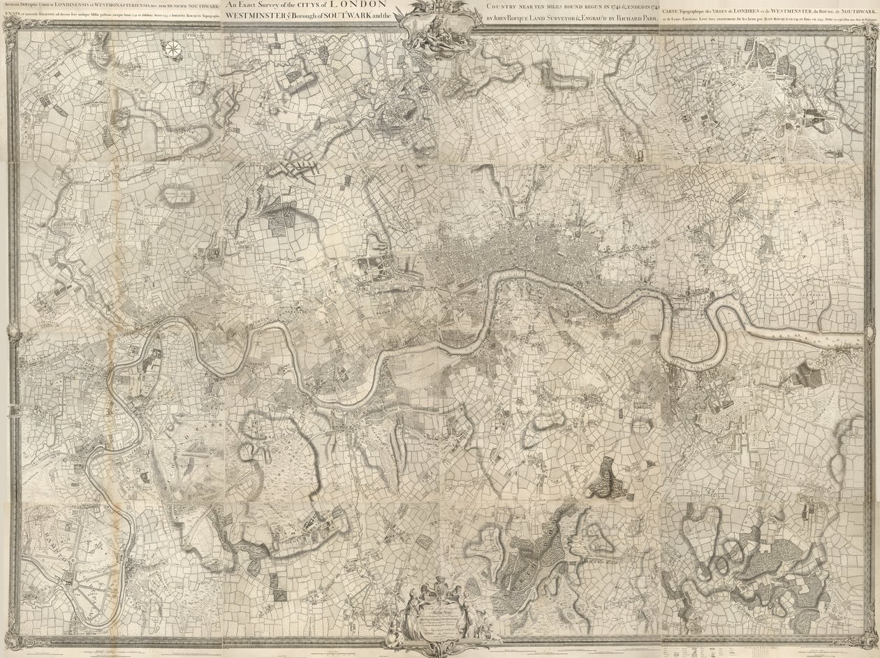 Um levantamento exato das cidades de Londres, Westminster, ye Borough of Southwark, e o país perto da rodada de dez milhas de John Rocque