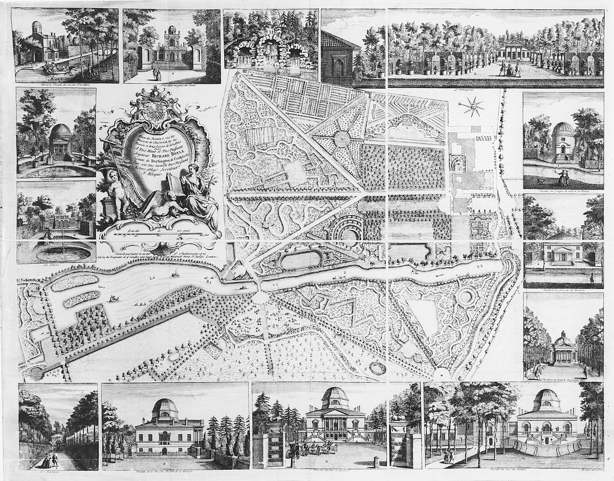 Chiswick House do plano de Chiswick, 1736 de John Rocque