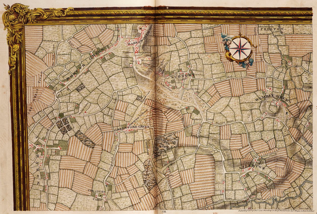 Mapa de Northolt, Harrow e Wembley de John Rocque