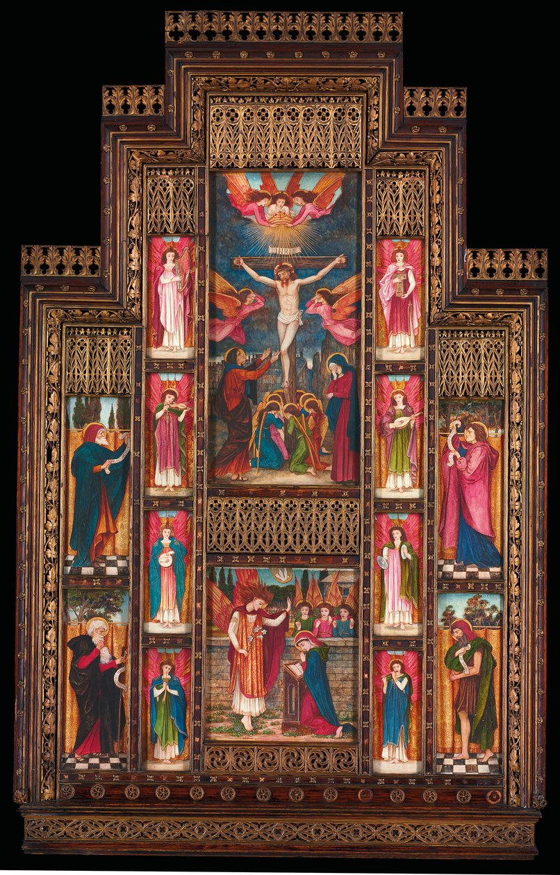 Design para reredos na Igreja da Santíssima Trindade, Florença, em moldura de renascimento gótico por Bernini de Florença de John Roddam Spencer Stanhope
