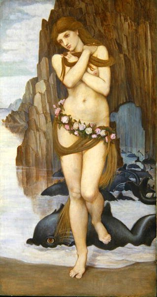 Vénus Rising from the Sea, início da década de 1870 (tempera e ouro no painel) de John Roddam Spencer Stanhope