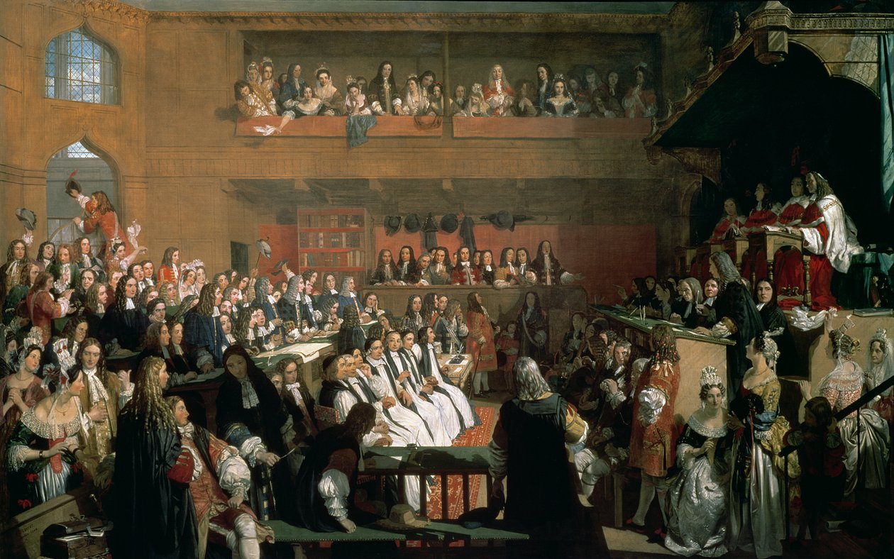 O julgamento dos sete bispos na Câmara dos Comuns durante o reinado de Jaime II de John Rogers Herbert