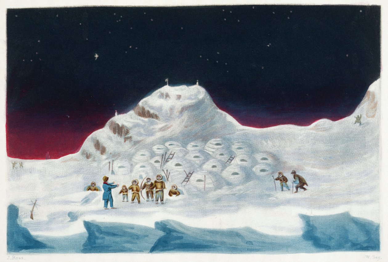 North Hendon, Chalés de Neve dos Boothians, de &39;Narrativa de uma Segunda Viagem em Busca de uma Passagem Noroeste (1829-33)&39;, de Sir John Ross (1777-1836), gravada por William Say (1768-1834) de John Ross