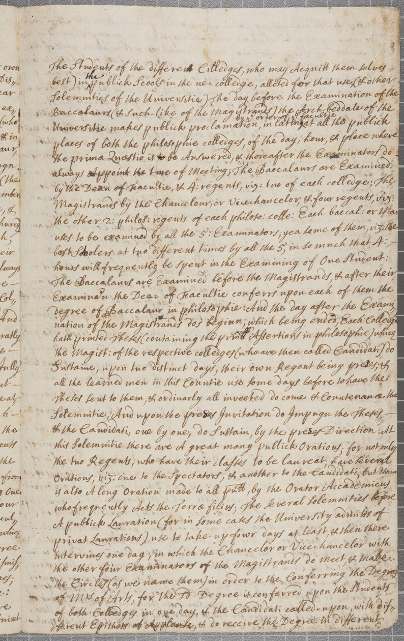 Uma carta de John Row, um estudante de St. Andrews, para seu tio, 1691 de John Row