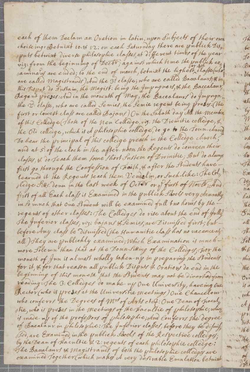 Uma carta de John Row, um estudante de St. Andrews, para seu tio, 1691 de John Row