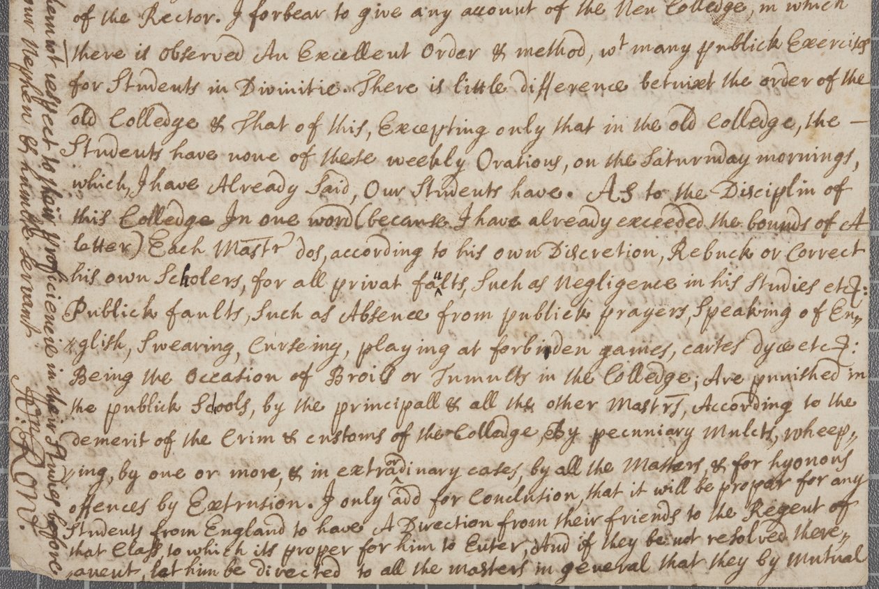 Uma carta de John Row, um estudante de St. Andrews, para seu tio, 1691 de John Row