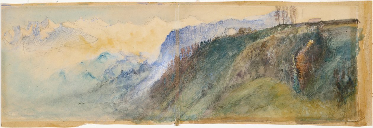 Oberland Bernês (aguarela sobre lápis em papel não branco) de John Ruskin