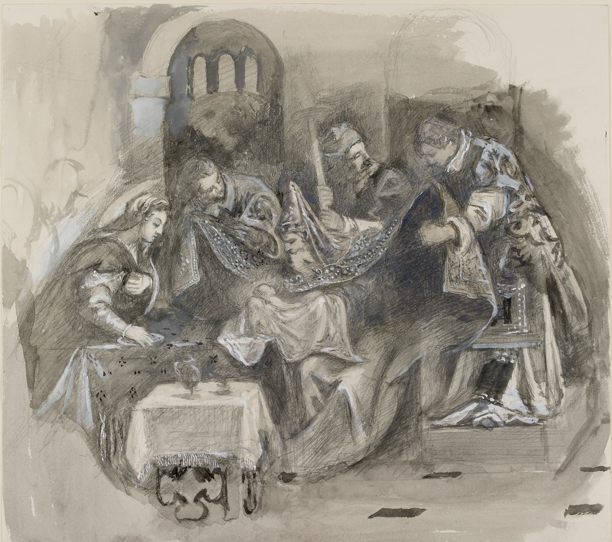 Desenho da circuncisão de Tintoretto na Scuola Grande di San Rocco, agosto de 1869 de John Ruskin