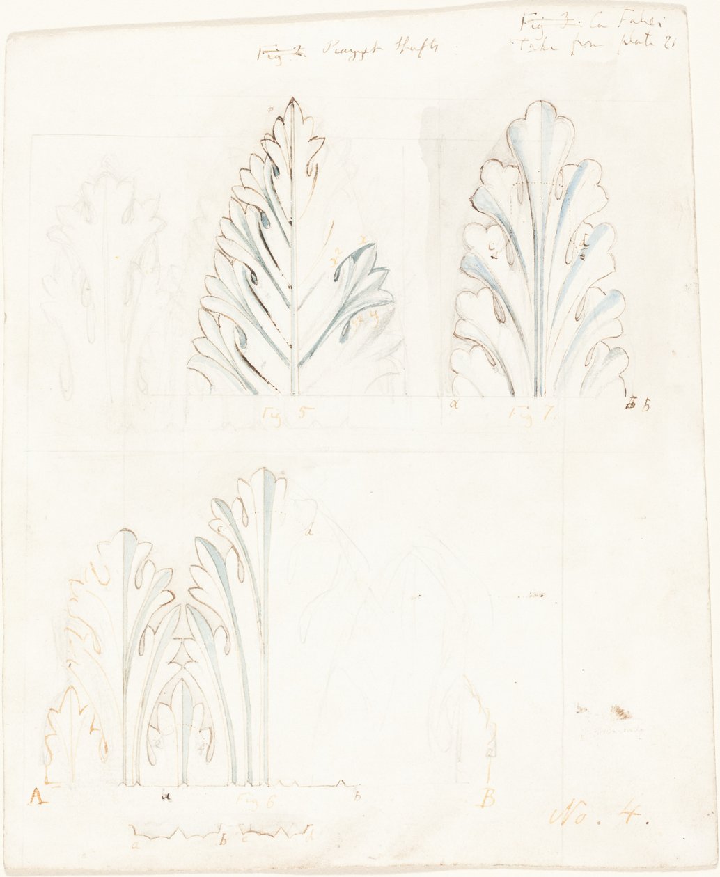 Estudo Ornamental com Motivo de Acanto para "As Pedras de Veneza" de John Ruskin
