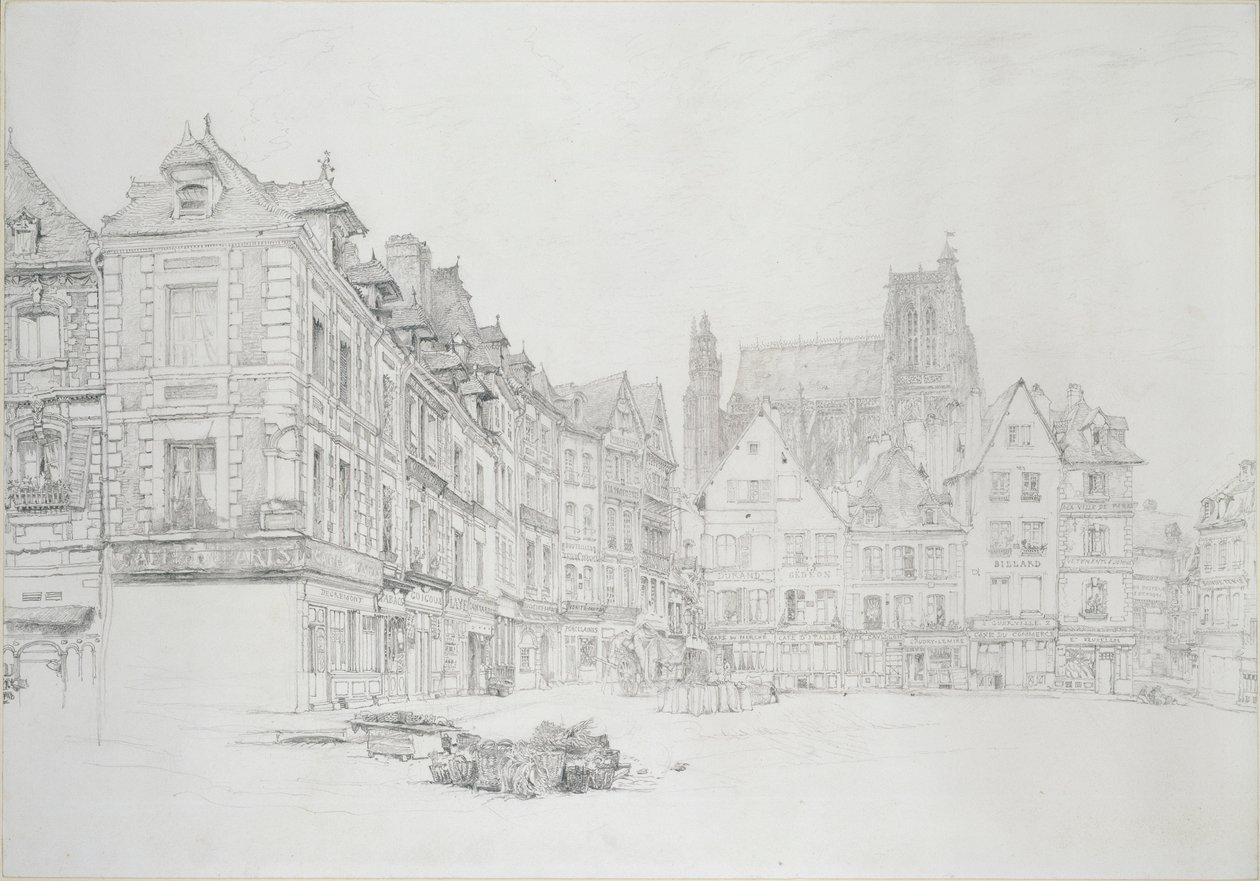 Estudo para detalhes do mercado, Abbeville, setembro - outubro de 1868 de John Ruskin