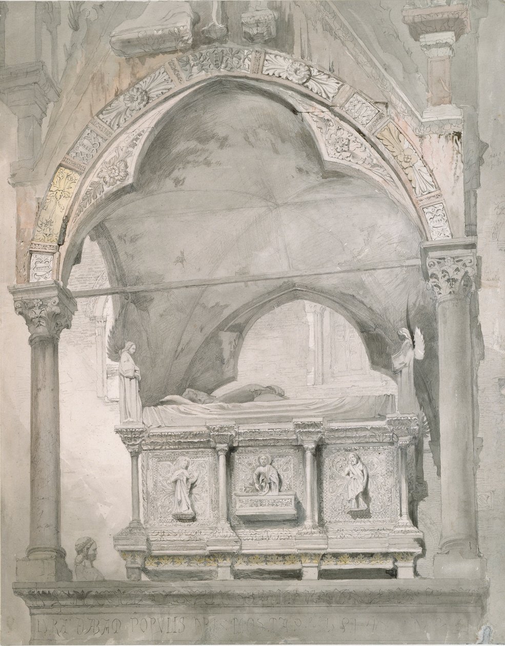 Estudo para o túmulo de Mastino II della Scala em Verona, 1852 de John Ruskin