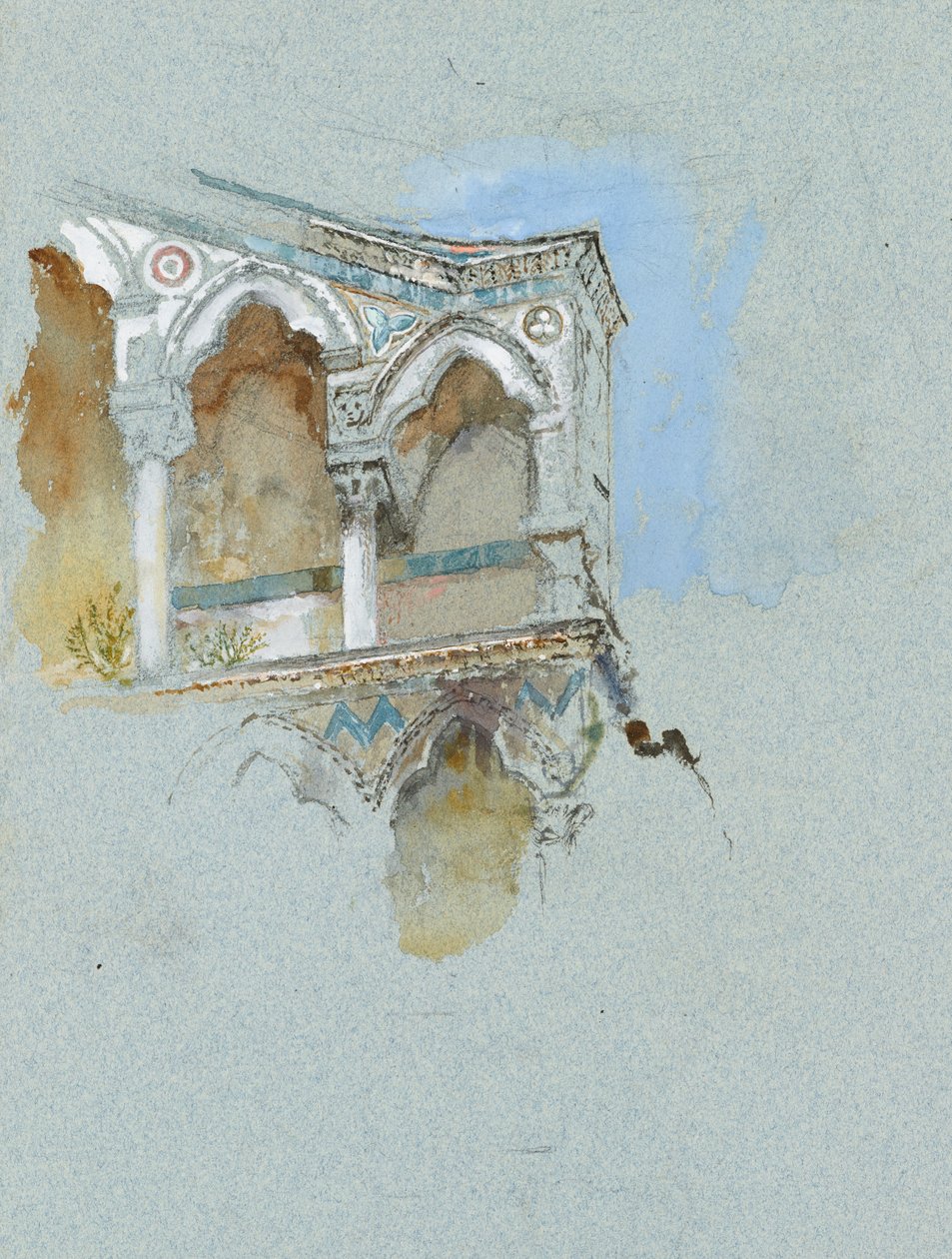 Estudo de Pisan Gótico (Parte da Fachada de San Michele em Borgo, Pisa) de John Ruskin