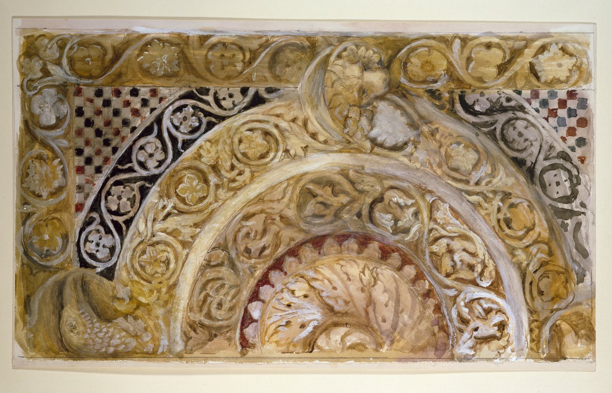Estudo de um painel da fonte do Batistério de Pisa de John Ruskin