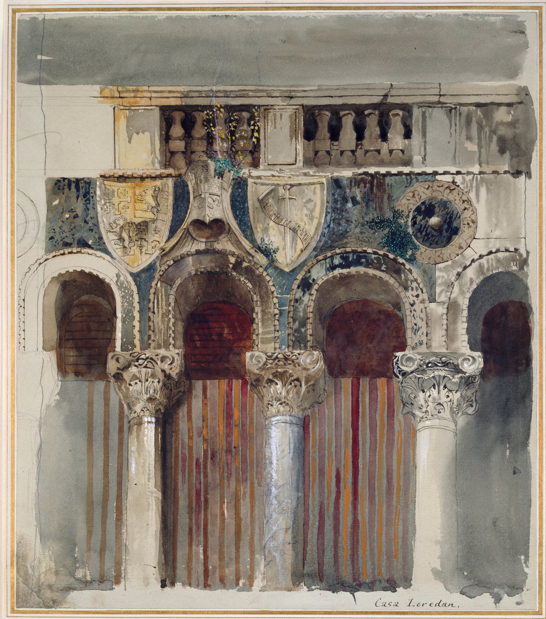 Estudo do Marble Inlay em frente à Casa Loredan, Veneza, Setembro-Outubro de 1845 de John Ruskin