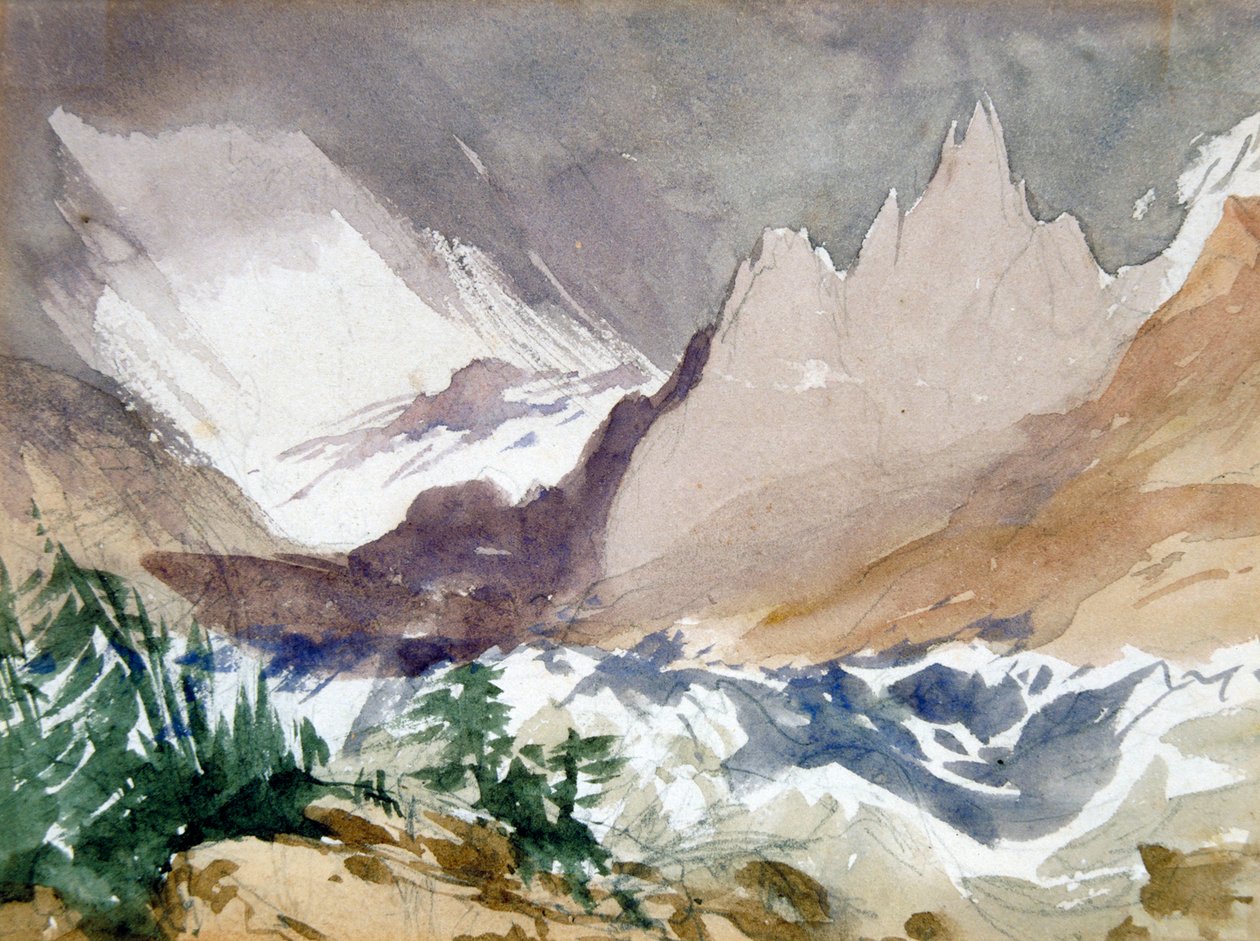 "Swiss Mountain Landscape", século XIX de John Ruskin