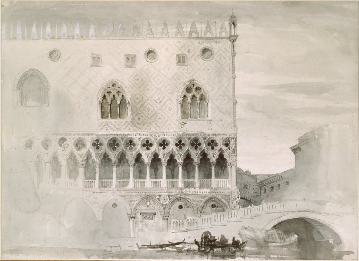 O Exterior do Palácio Ducal, Veneza, 1852 de John Ruskin