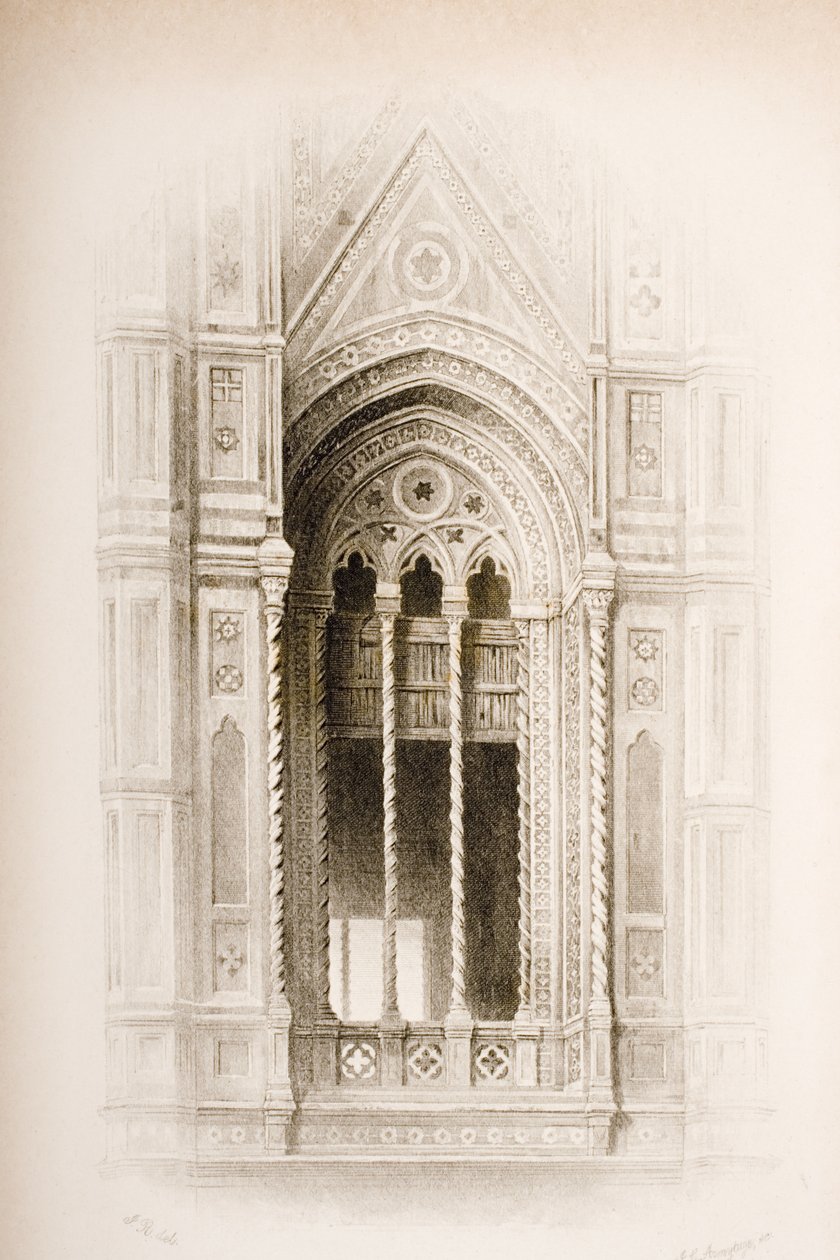 Rendilhado do Campanário de Giotto, Florença, de "As Sete Lâmpadas da Arquitetura", de John Ruskin, gravado por James Charles Armytage (c.1820-97) publicado em 1894 (gravura) de John Ruskin