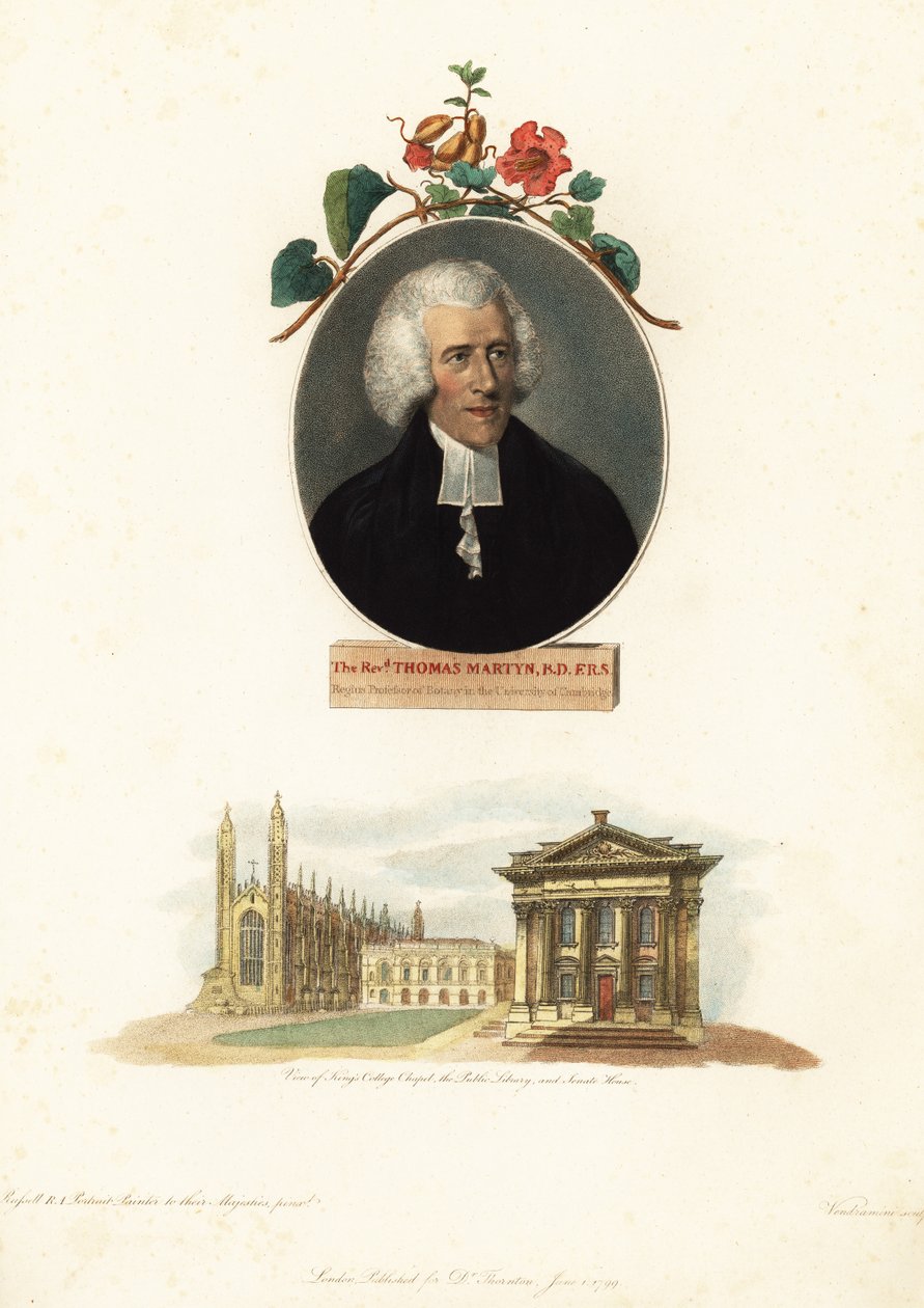 Thomas Martyn, Professor de Botânica, Universidade de Cambridge. 1799 (gravura) de John Russel