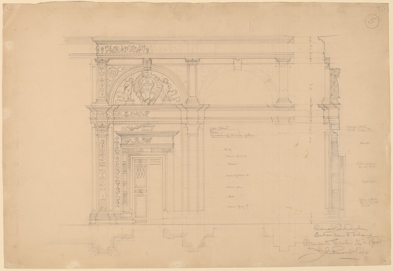 Catedral de Siena, entrada para a biblioteca de John Russell Pope
