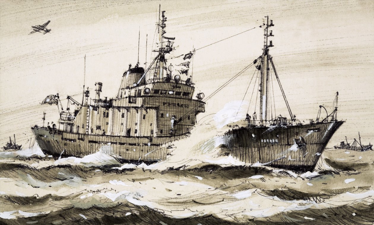 Uma fragata britânica a patrulhar o Mar do Norte de John S. Smith