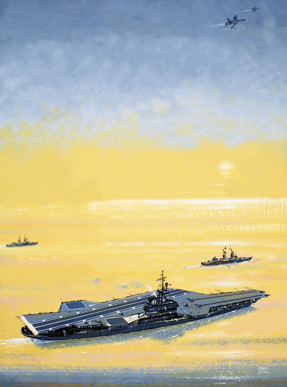 Um porta-aviões da classe Midway dos EUA, utilizado na Segunda Guerra Mundial de John S. Smith