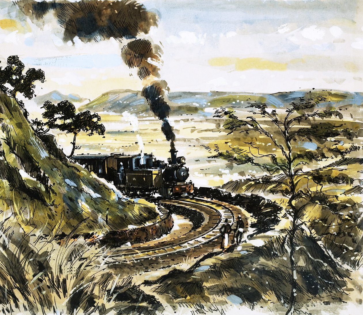 Na Índia, uma antiga locomotiva-tanque luta a grande altura para puxar um comboio suburbano de John S. Smith