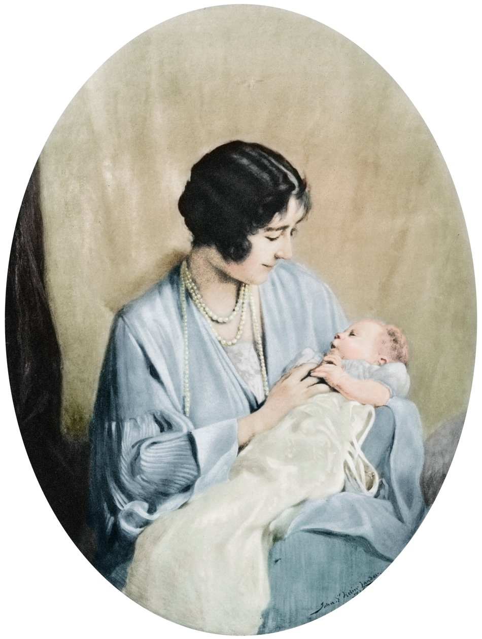 Rainha Elizabeth com a princesa Elizabeth em 1926, 1937. de John Saint Helier Lander