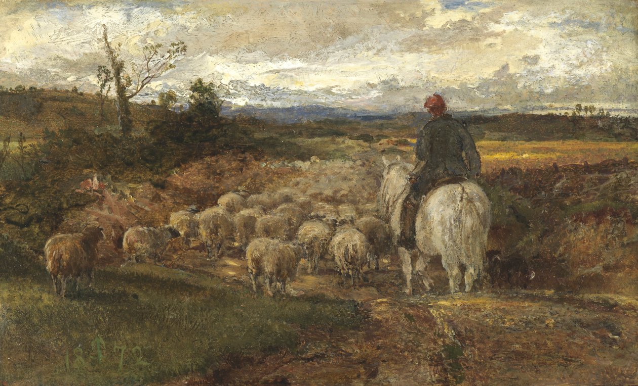 A Sussex Lane, 1872 (óleo sobre papel colocado sobre linho) de John Samuel Raven