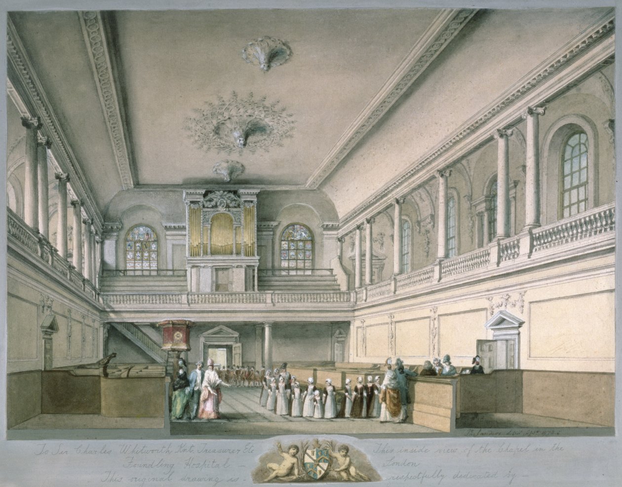 A Capela do Hospital Foundling olhando para o oeste, 1773 de John Sanders