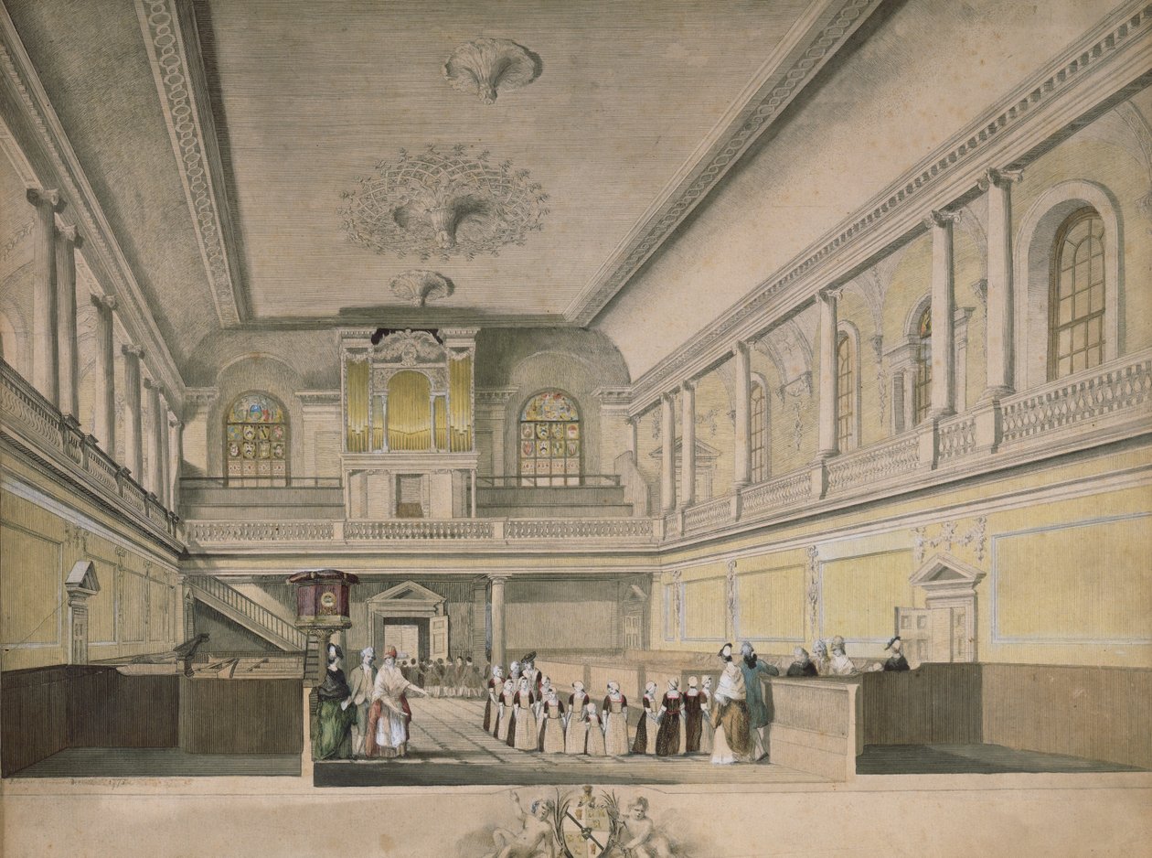 A Capela do Hospital Foundling olhando para o oeste, 1773 de John Sanders